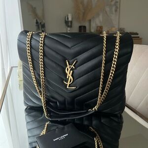 Saint Laurent Black Quilted Leather Shoulder Bag Lou Lou medium ysl